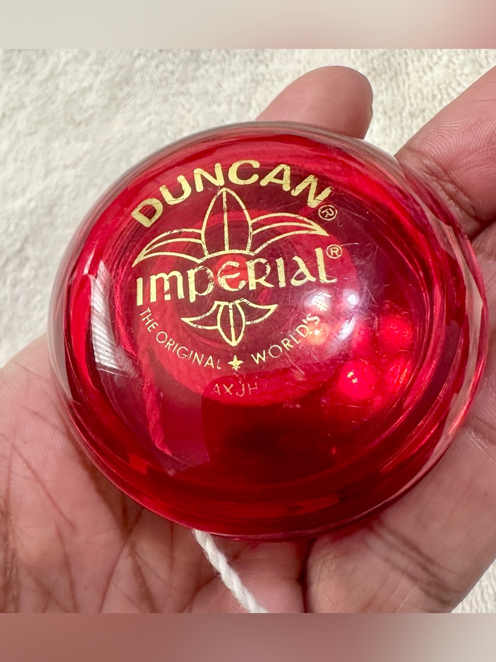 Vintage Duncan Imperial Yo-Yo Translucent Red Gold Stamp Original Classic Toy